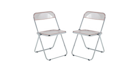 Lawrence Acrylic Folding Chair With Metal Frame Set of 2