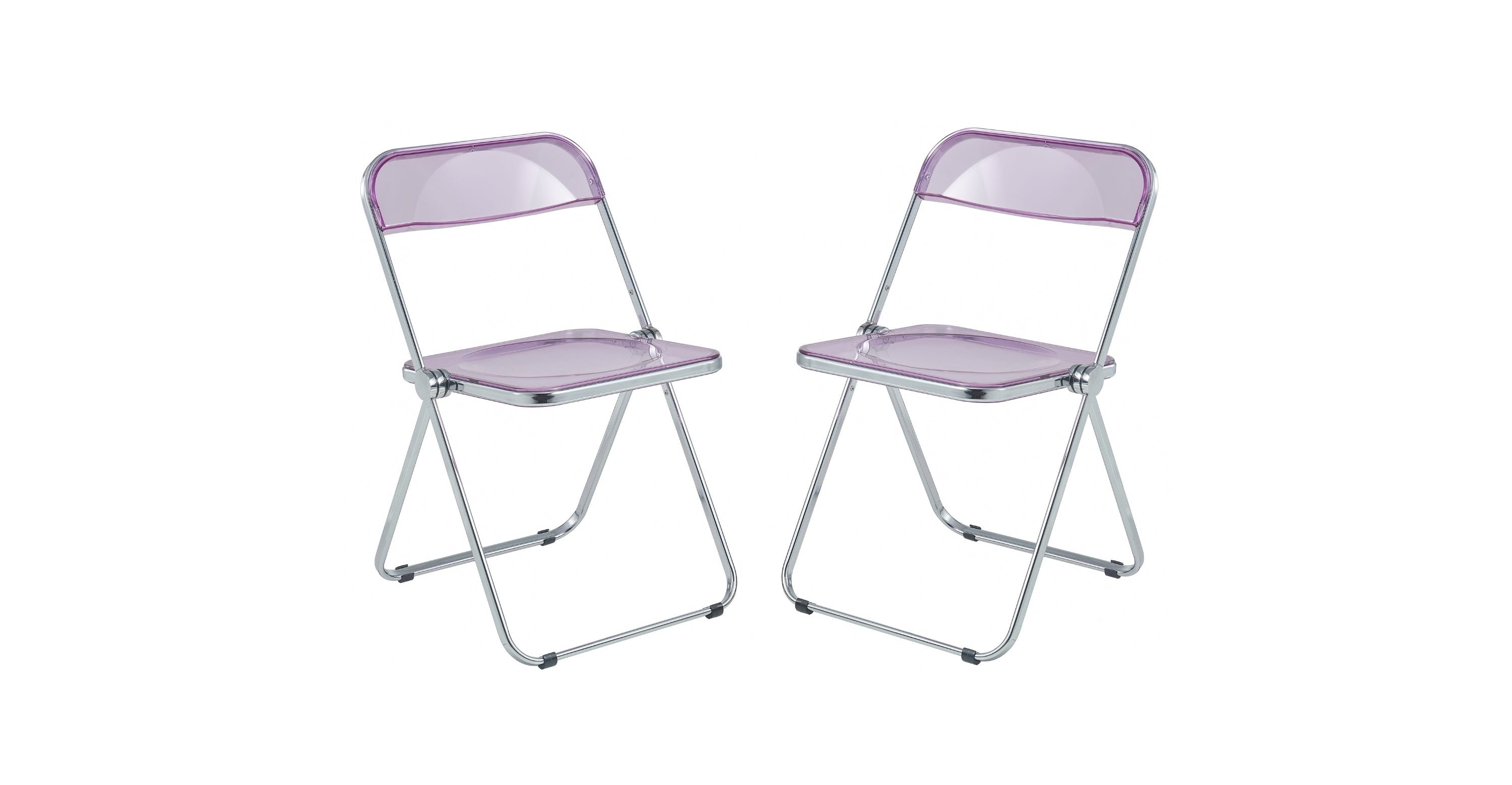 Lawrence Acrylic Folding Chair With Metal Frame Set of 2