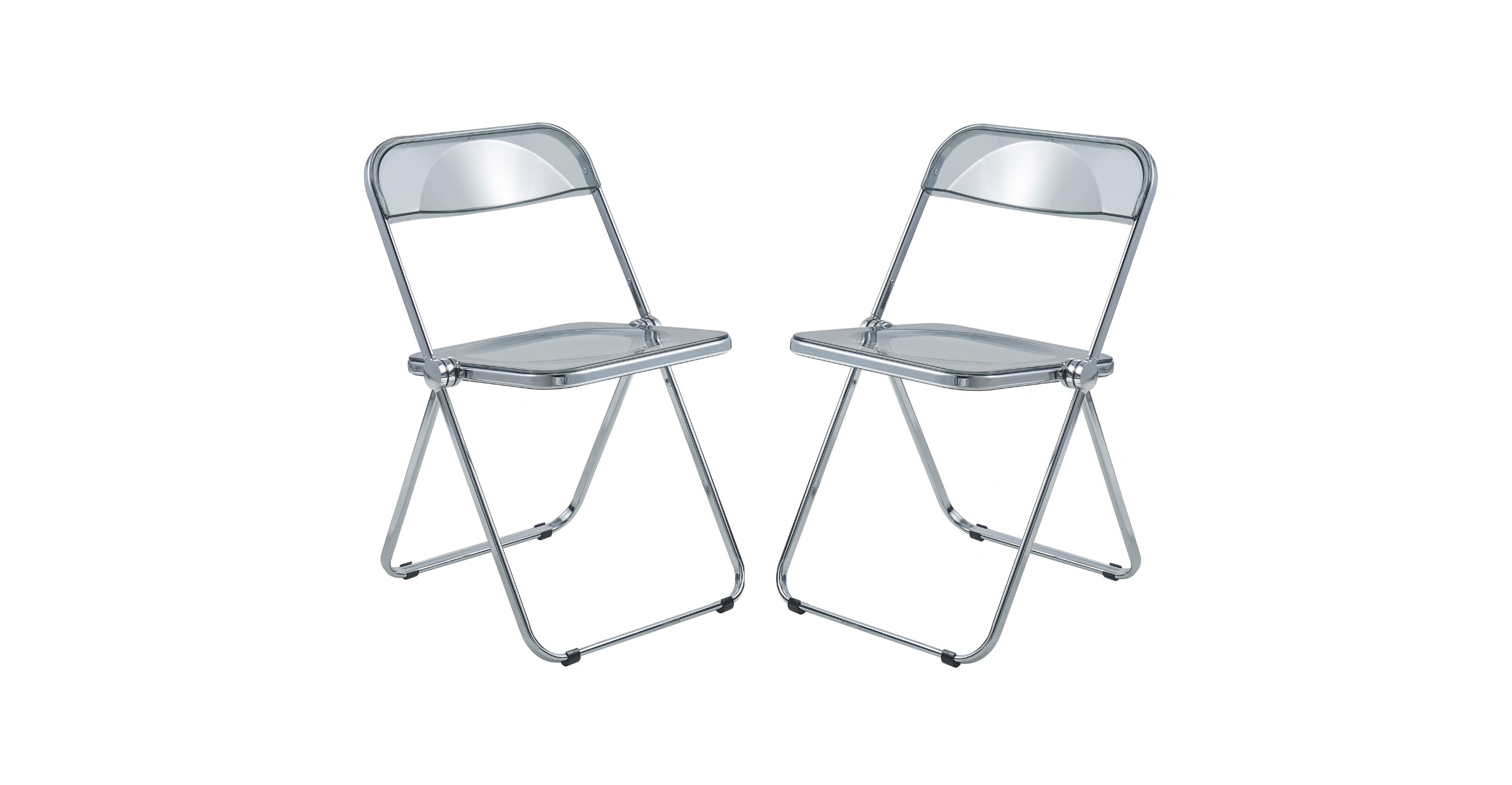 Lawrence Acrylic Folding Chair With Metal Frame Set of 2