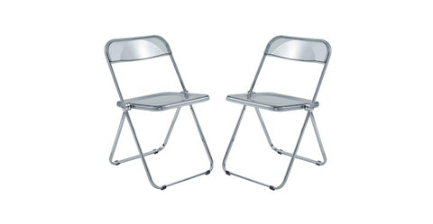 Lawrence Acrylic Folding Chair With Metal Frame Set of 2