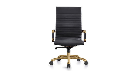 Harris Leather High-Back Adjustable  Office Conference Chair with Armrests