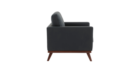 Chester Modern Leather Accent Arm Chair With Birch Wood Base