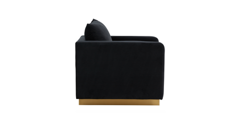 Nervo Modern Mid-Century Upholstered Velvet/Leather Accent Chair with Gold Base