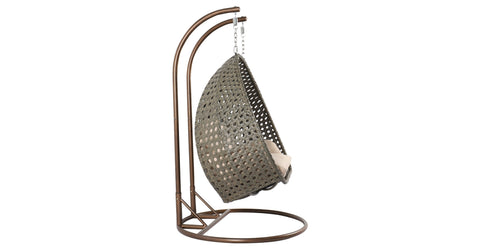 Modern Beige Wicker Hanging Double Seater Egg Swing Chair