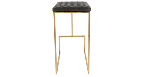 Quincy Quilted Stitched Leather Bar Stools With Gold Metal Frame