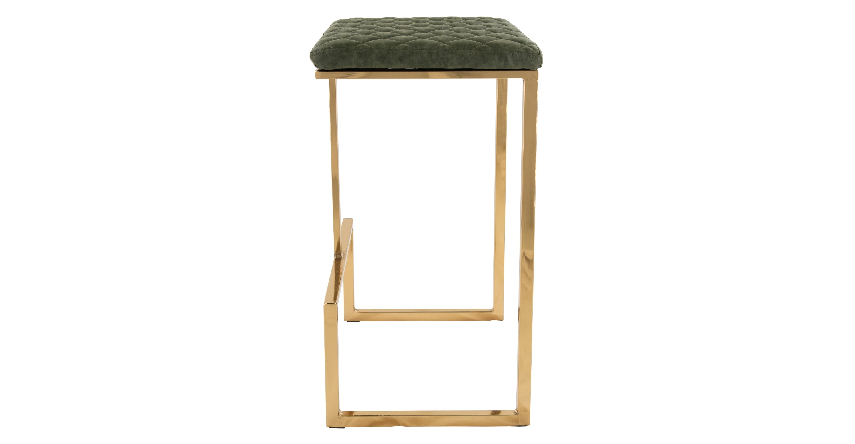 Quincy Quilted Stitched Leather Bar Stools With Gold Metal Frame