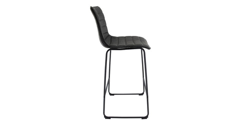 Brooklyn 29.9" Modern Leather Bar Stool With Black Iron Base & Footrest