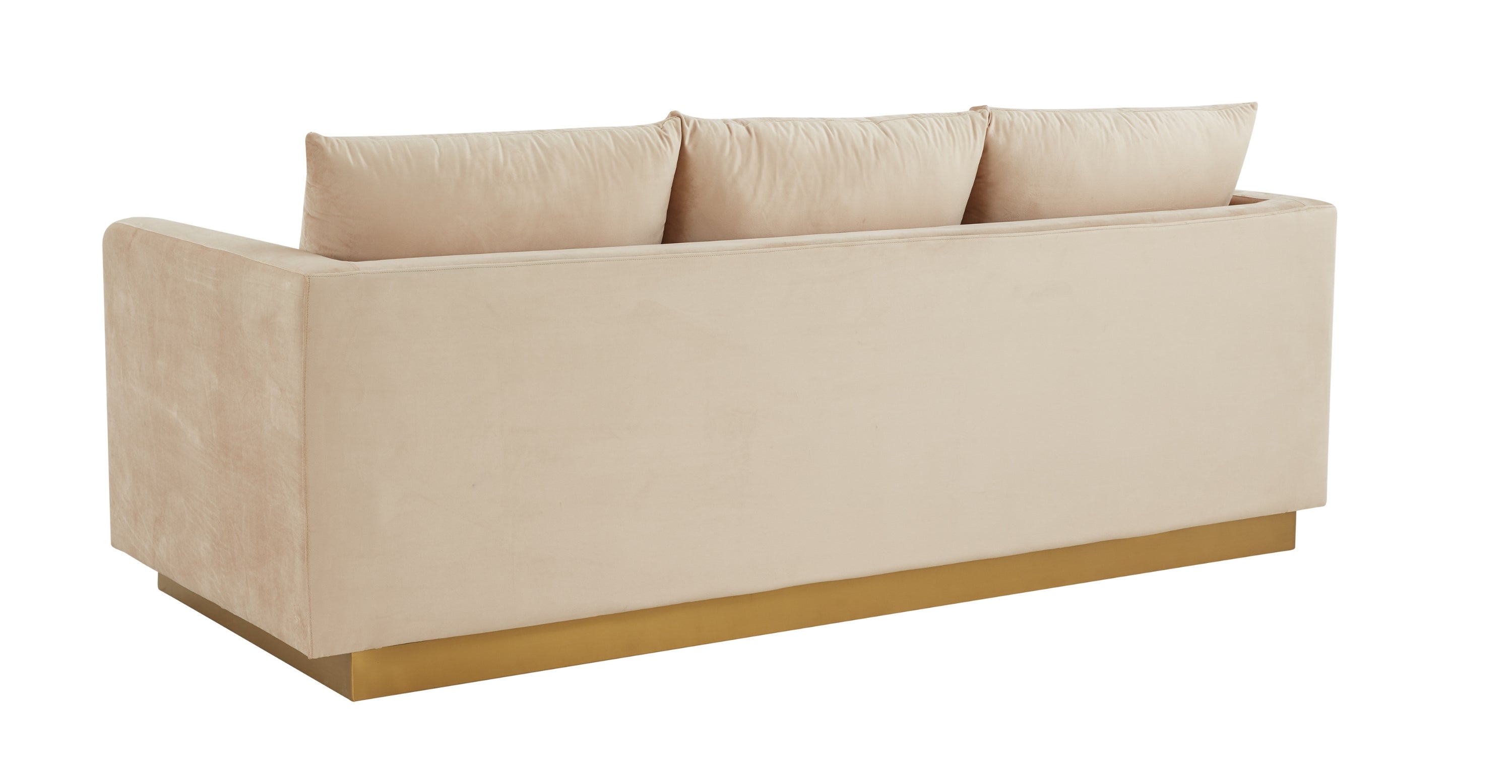 Nervo 3-Seater Velvet/Leather Full Sofa with Gold Stainless Steel Base