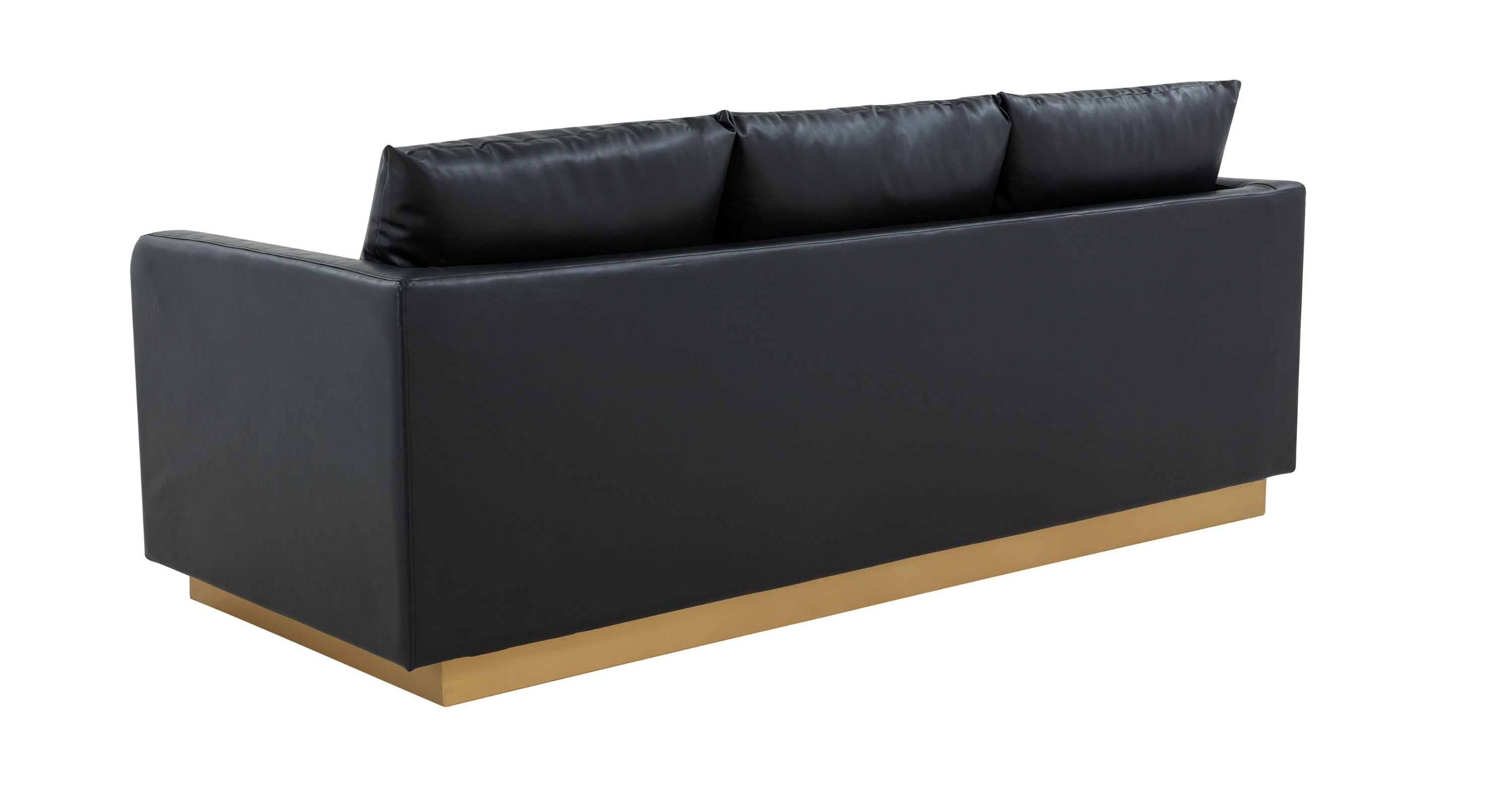 Nervo 3-Seater Velvet/Leather Full Sofa with Gold Stainless Steel Base