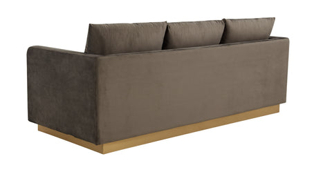 Nervo 3-Seater Velvet/Leather Full Sofa with Gold Stainless Steel Base