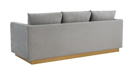 Nervo 3-Seater Velvet/Leather Full Sofa with Gold Stainless Steel Base