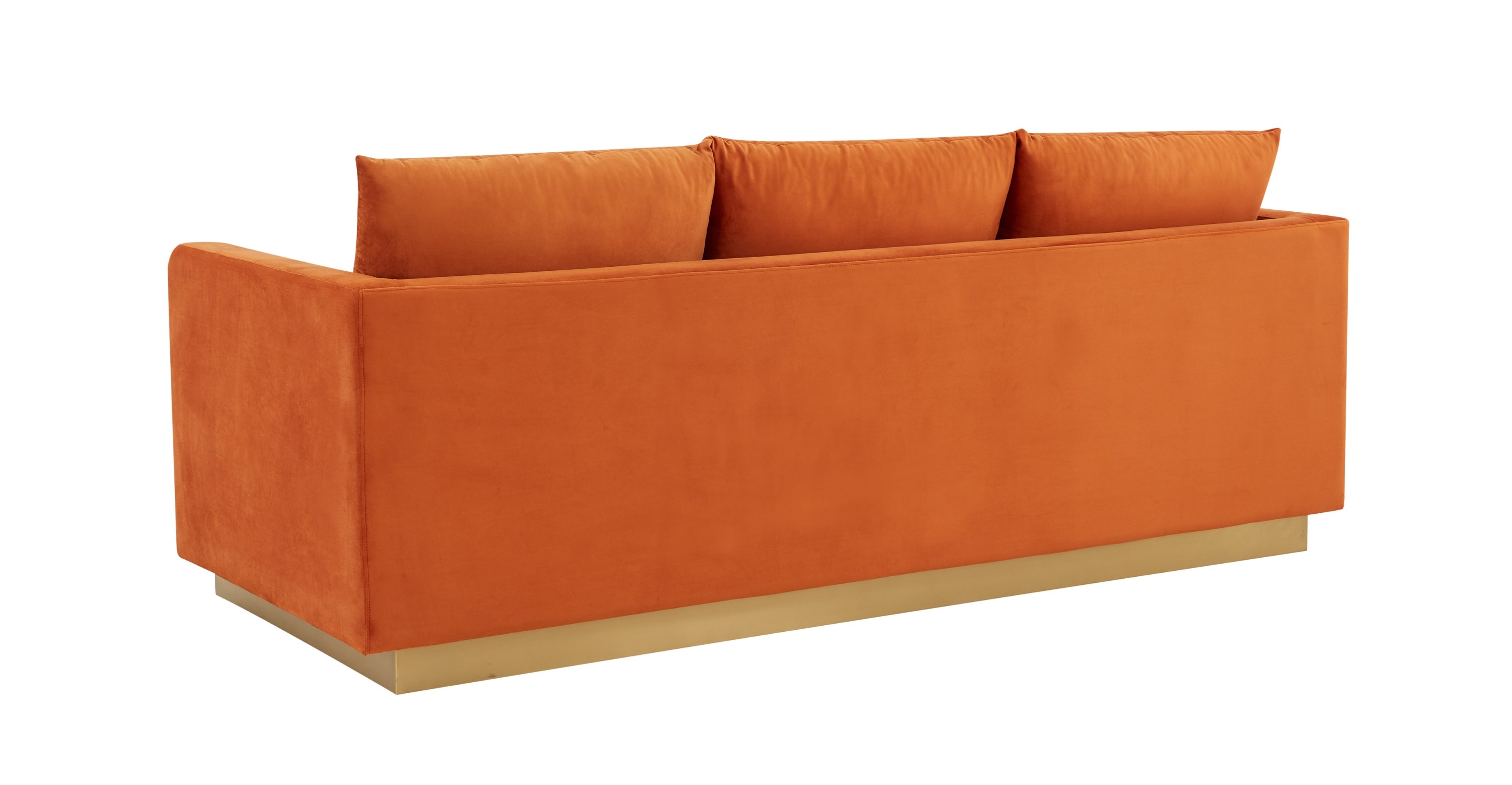 Nervo 3-Seater Velvet/Leather Full Sofa with Gold Stainless Steel Base