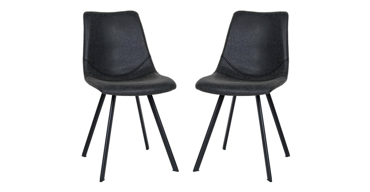 Markley Modern Leather Dining Chair With Metal Legs Set of 2