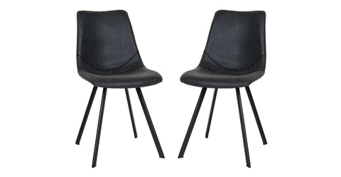 Markley Modern Leather Dining Chair With Metal Legs Set of 2