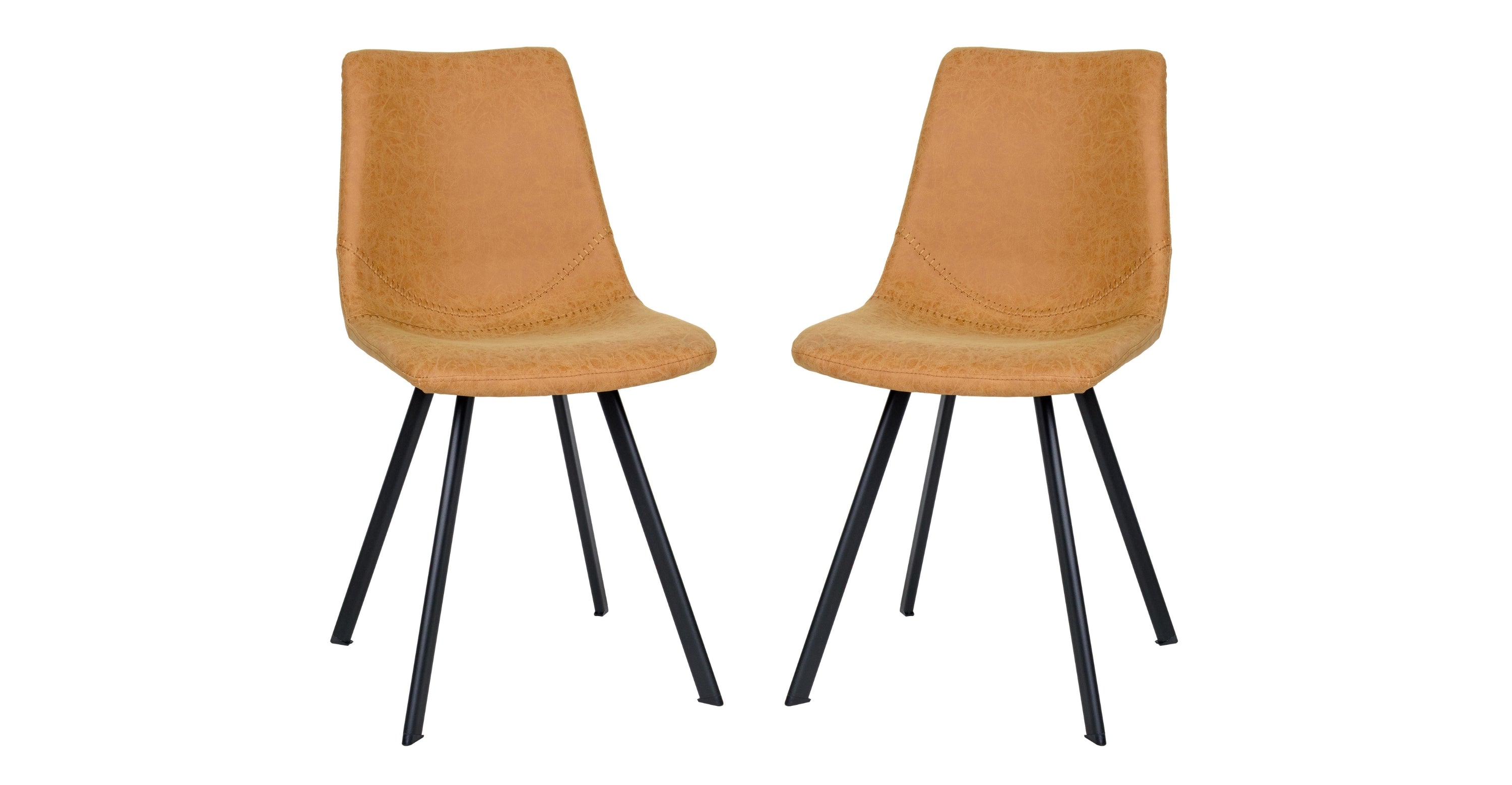 Markley Modern Leather Dining Chair With Metal Legs Set of 2