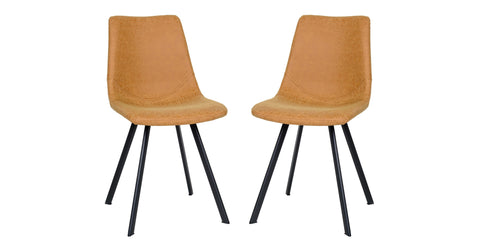 Markley Modern Leather Dining Chair With Metal Legs Set of 2