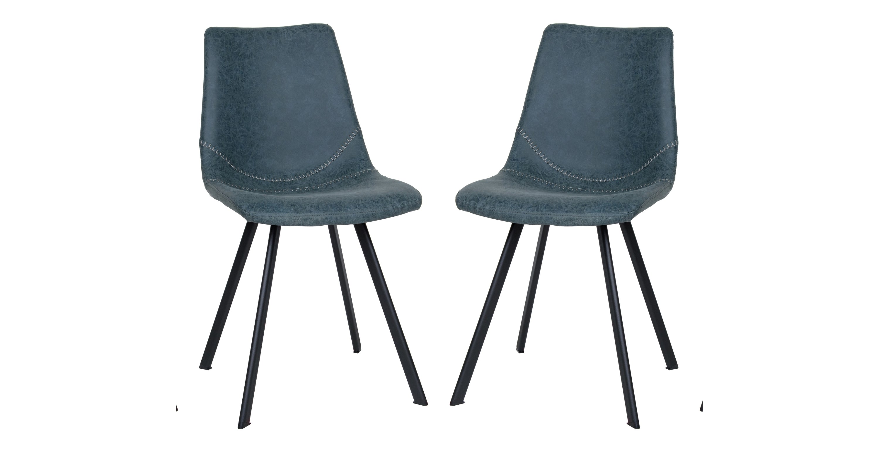 Markley Modern Leather Dining Chair With Metal Legs Set of 2