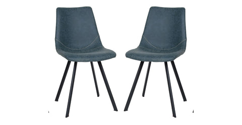 Markley Modern Leather Dining Chair With Metal Legs Set of 2