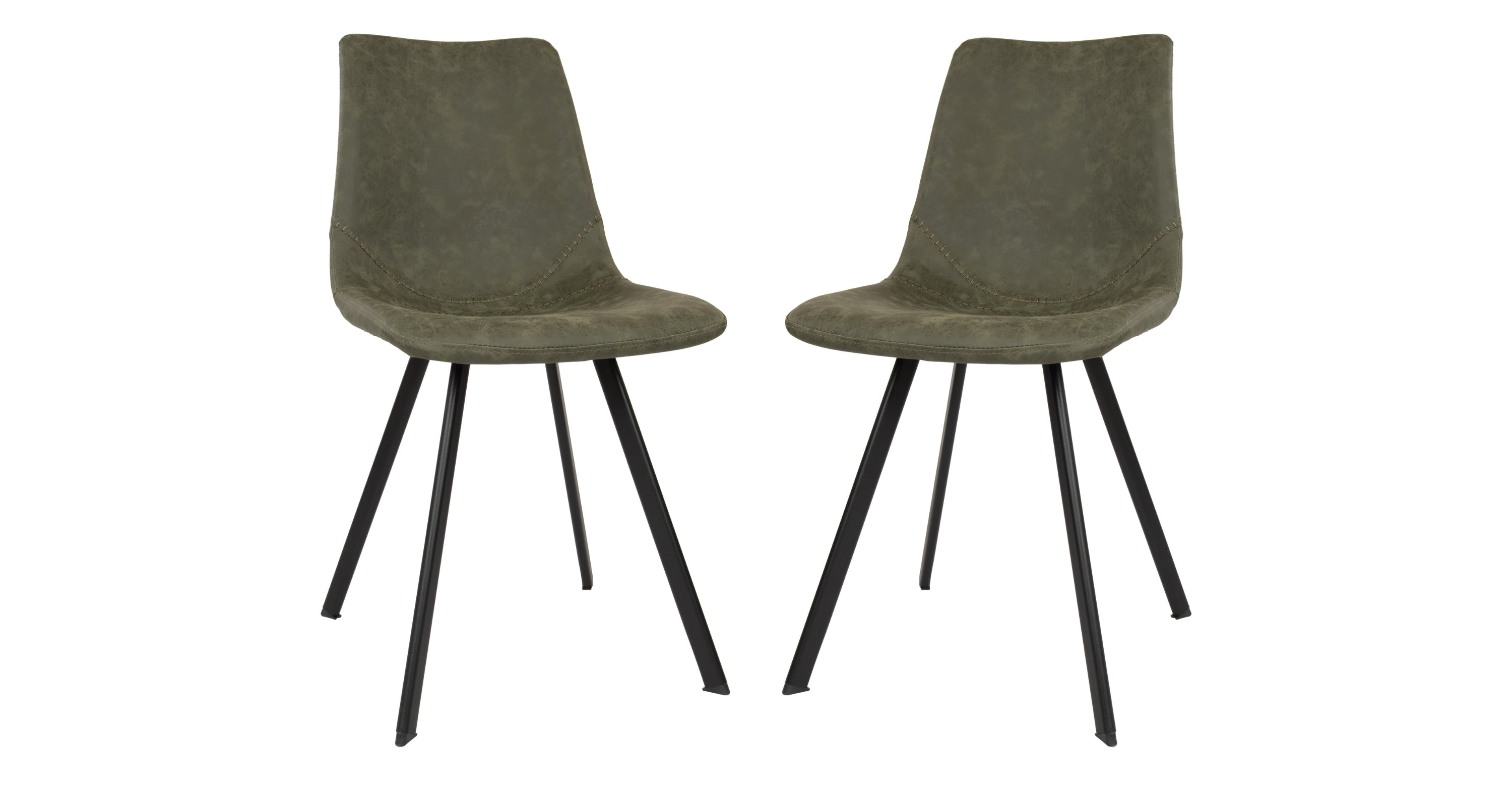 Markley Modern Leather Dining Chair With Metal Legs Set of 2