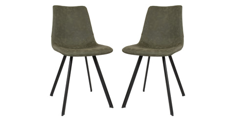 Markley Modern Leather Dining Chair With Metal Legs Set of 2