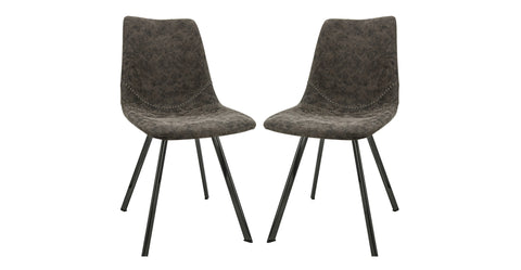 Markley Modern Leather Dining Chair With Metal Legs Set of 2