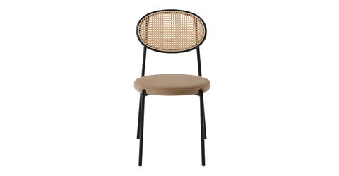 Euston Modern Upholstered Dining Chair with Round Wicker/Velvet Back Style