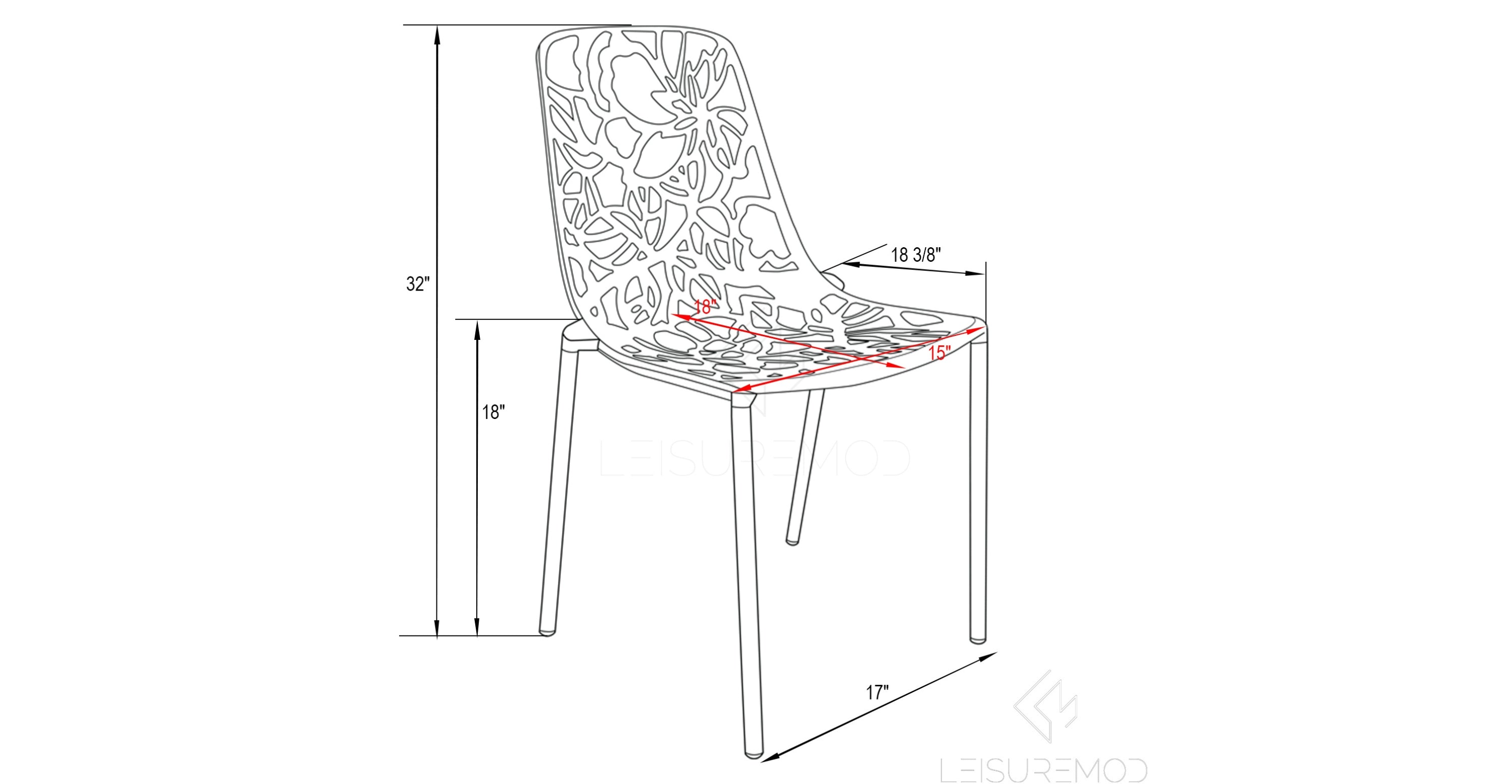 Devon Stackable Aluminum Outdoor Dining Chairs with Flower Design