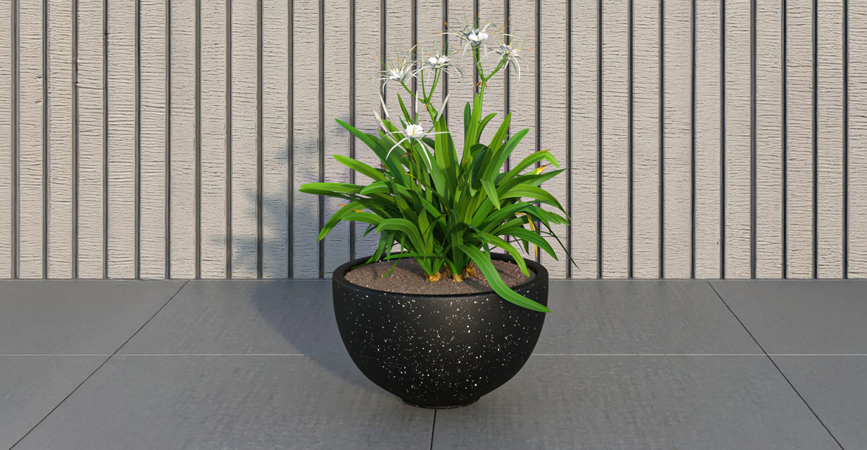 Iris Modern Round Planter Pot in Fiberstone and Clay Weather Resistant Design