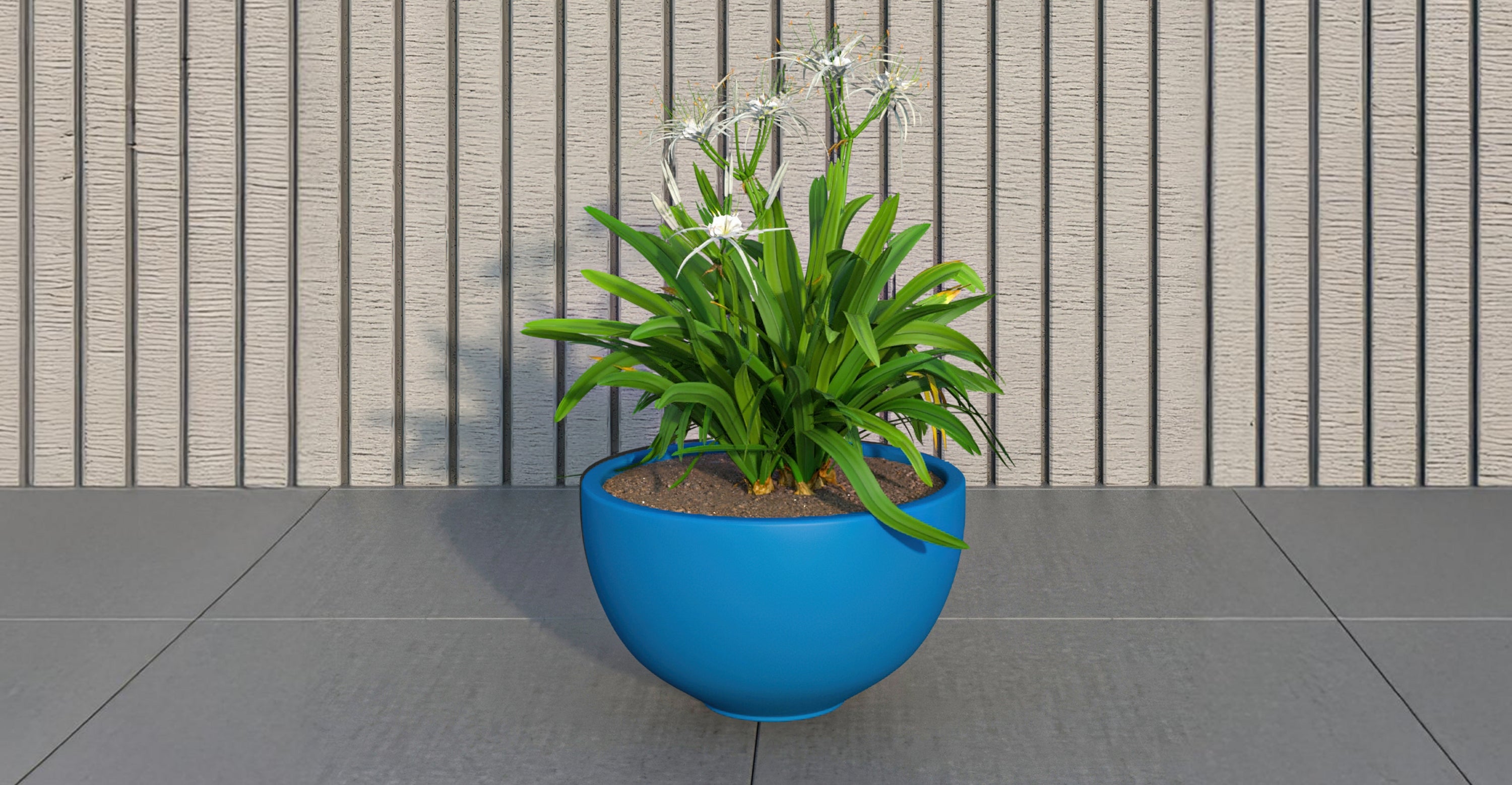 Iris Modern Round Planter Pot in Fiberstone and Clay Weather Resistant Design