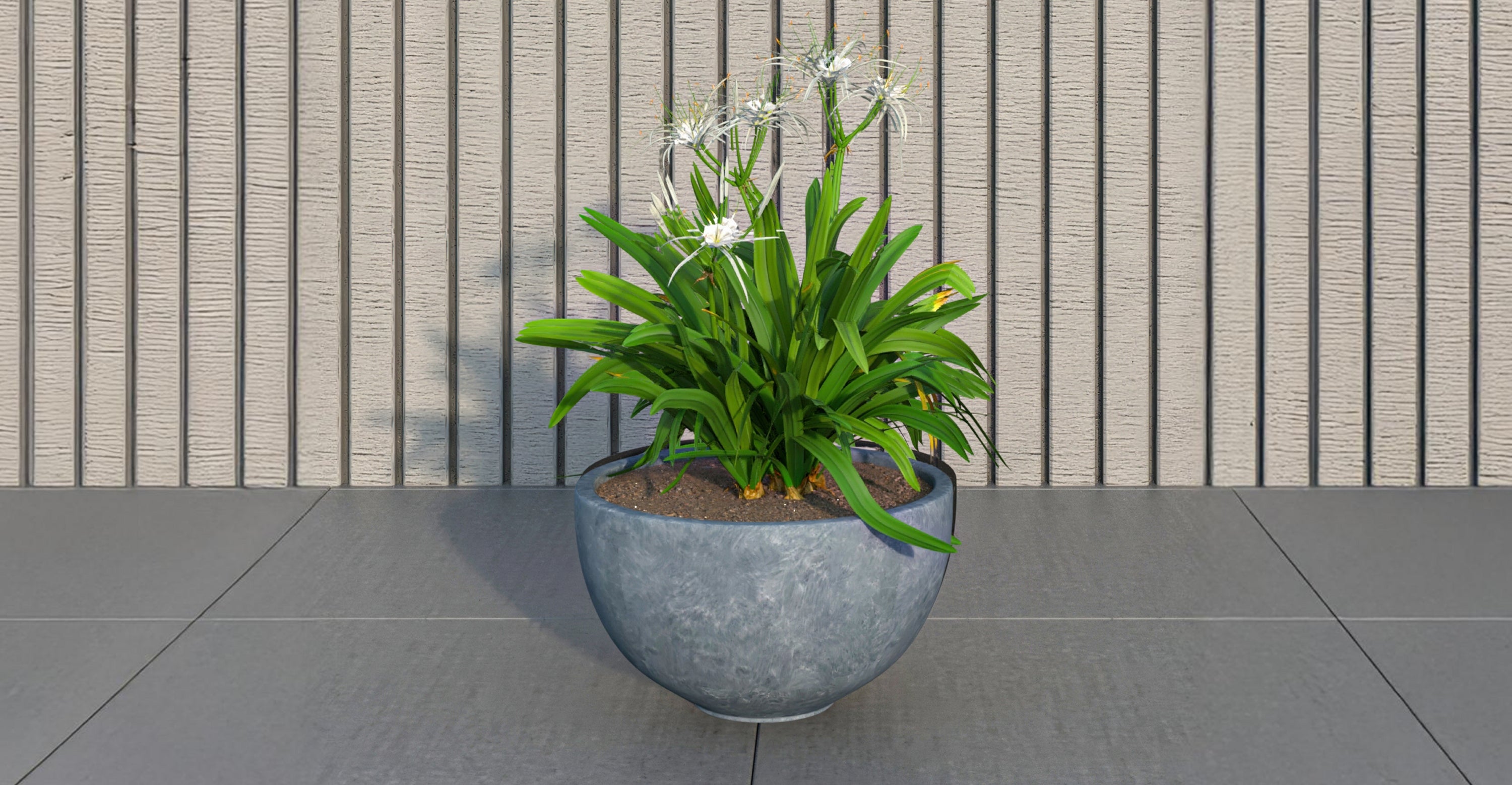 Iris Modern Round Planter Pot in Fiberstone and Clay Weather Resistant Design