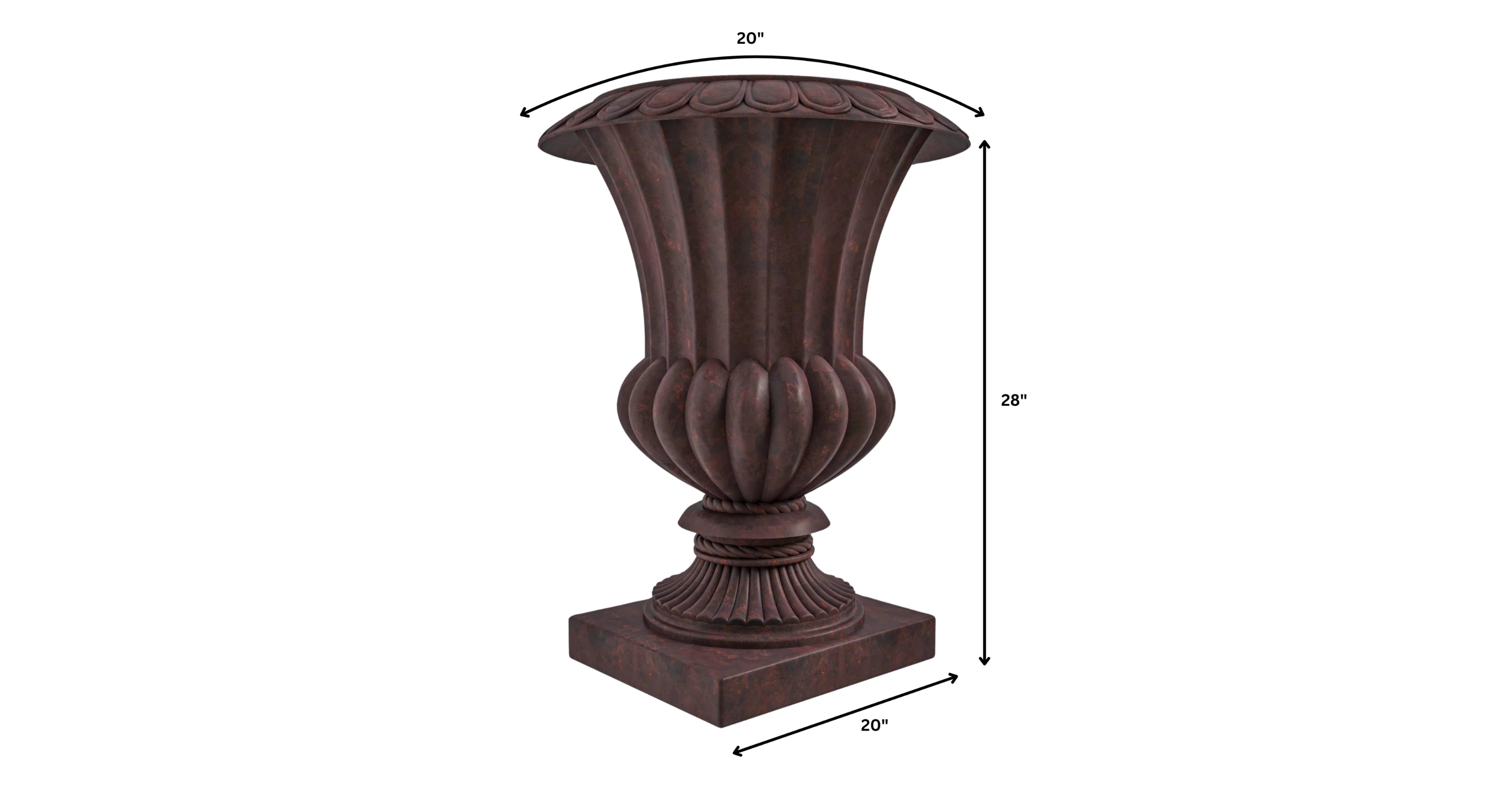 Lotus Fiberstone and Clay Urn Planter Pot Indoor Outdoor with Drainage Holes