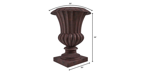 Lotus Fiberstone and Clay Urn Planter Pot Indoor Outdoor with Drainage Holes