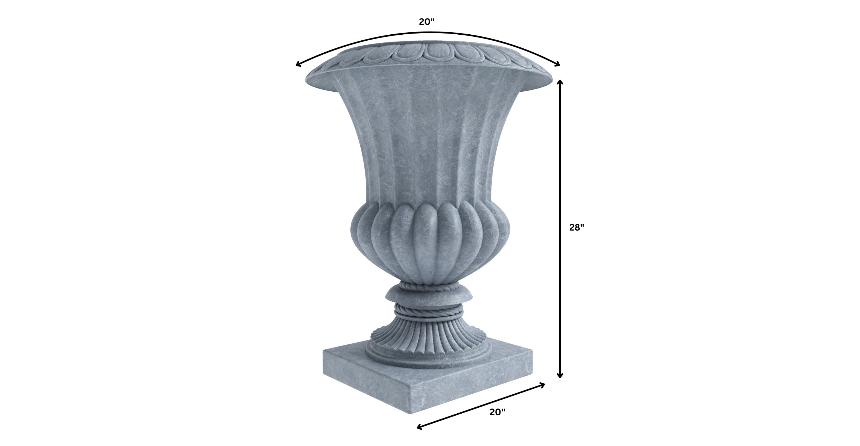 Lotus Fiberstone and Clay Urn Planter Pot Indoor Outdoor with Drainage Holes