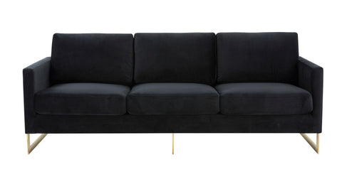 Lincoln 3-Seater Velvet/Leather Full Size Sofa in Stainless Steel