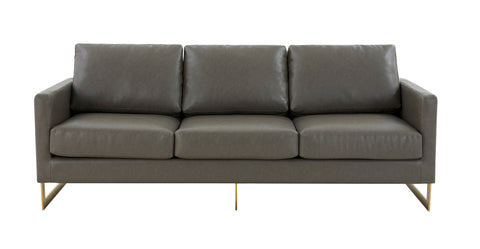 Lincoln 3-Seater Velvet/Leather Full Size Sofa in Stainless Steel