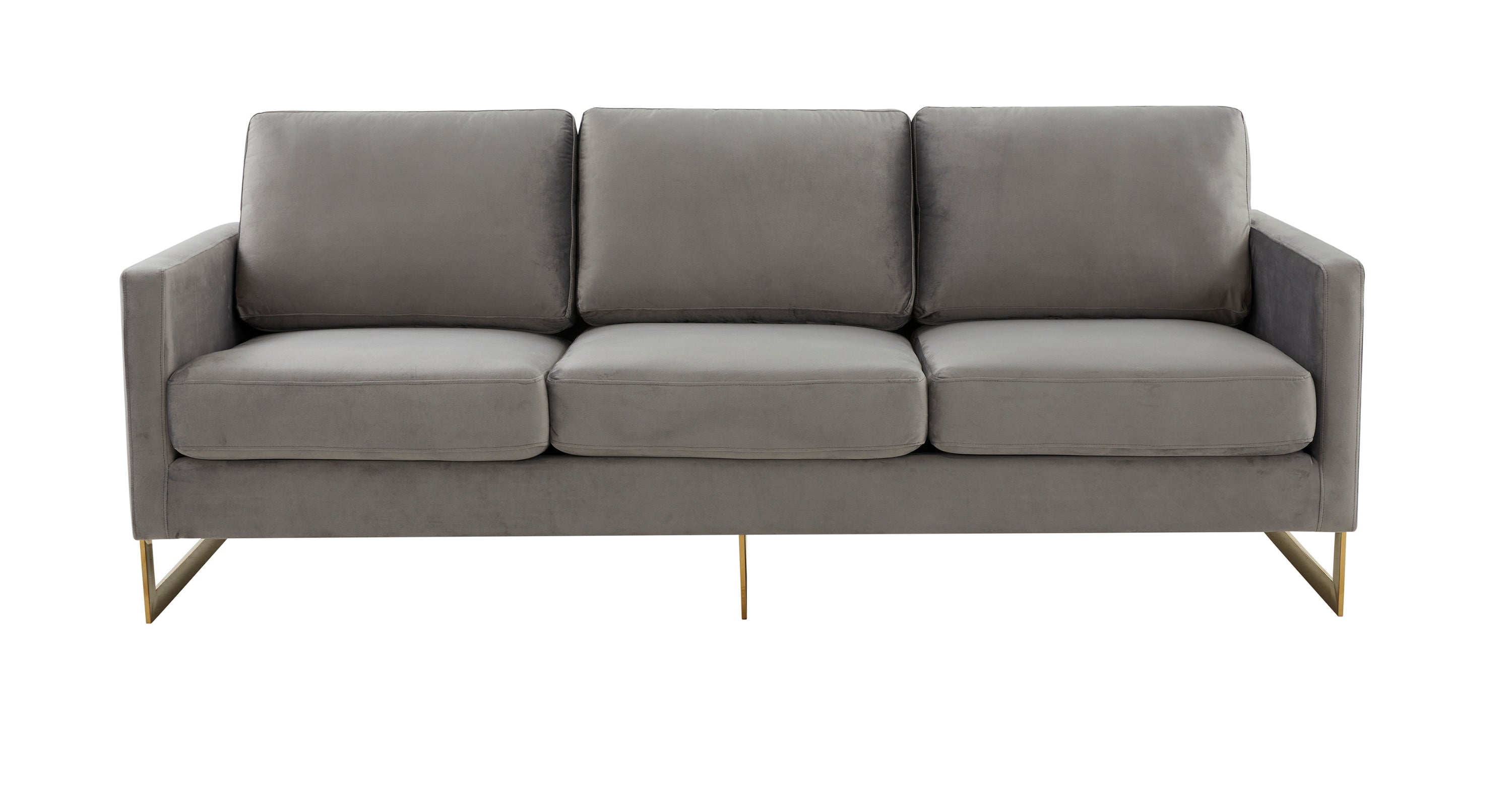 Lincoln 3-Seater Velvet/Leather Full Size Sofa in Stainless Steel