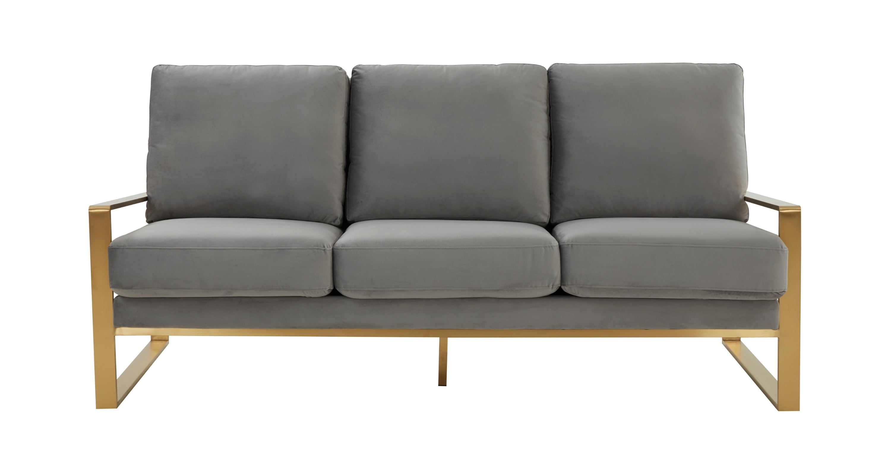 Jefferson 3-Seater Velvet/Leather Full Size Sofa in Stainless Steel