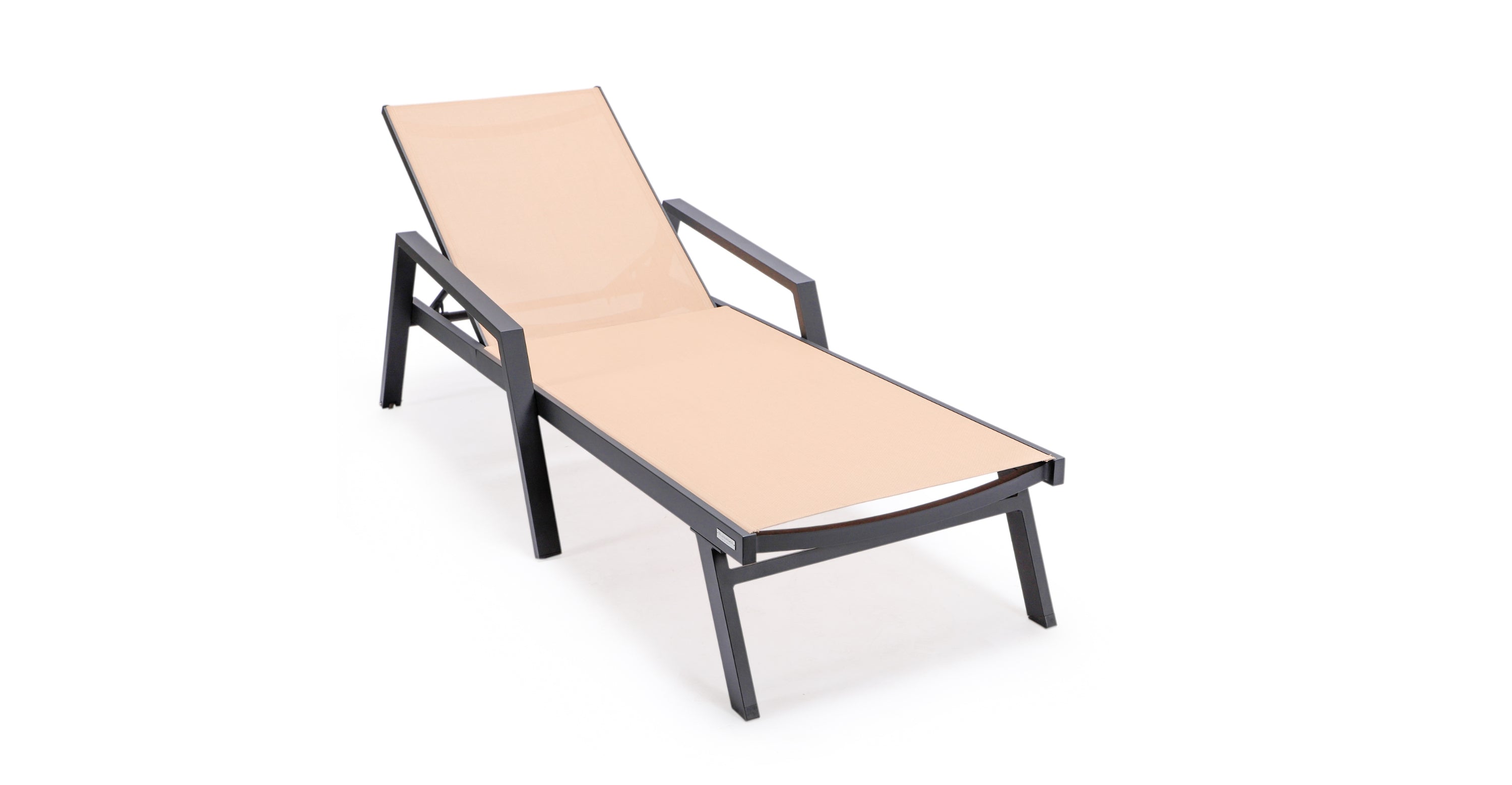 Marlin Patio Chaise Lounge Chair with Armrests in Black Aluminum Frame, Set of 2