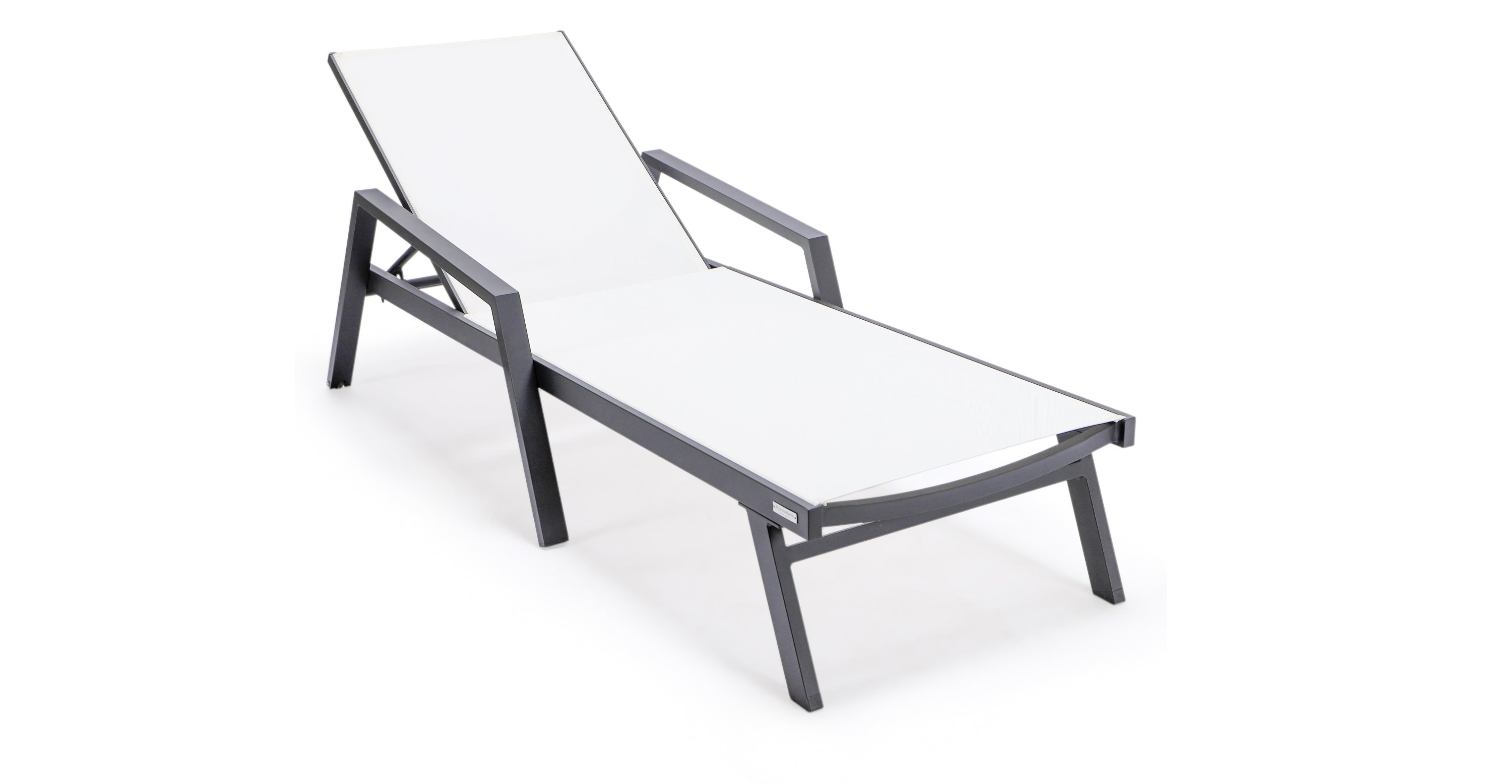 Marlin Patio Chaise Lounge Chair with Armrests in Black Aluminum Frame, Set of 2