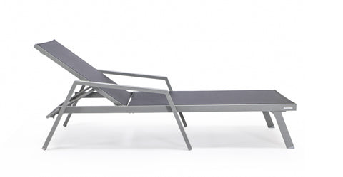 Marlin Aluminum Outdoor Chaise Lounge Chair with a Square Fire Pit Table