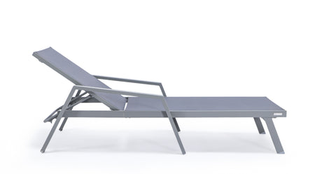 Marlin Aluminum Outdoor Chaise Lounge Chair with a Square Fire Pit Table