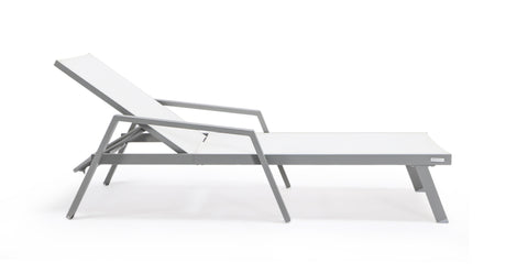 Marlin Aluminum Outdoor Chaise Lounge Chair with a Square Fire Pit Table