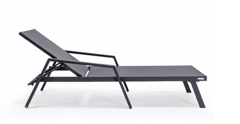 Marlin Aluminum Outdoor Chaise Lounge Chair with a Square Fire Pit Table