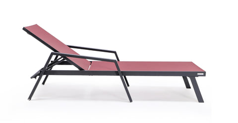 Marlin Aluminum Outdoor Chaise Lounge Chair with a Square Fire Pit Table