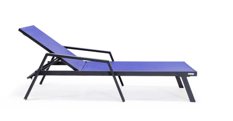 Marlin Aluminum Outdoor Chaise Lounge Chair with a Square Fire Pit Table