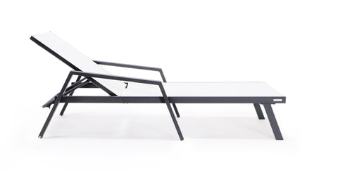 Marlin Aluminum Outdoor Chaise Lounge Chair with a Square Fire Pit Table