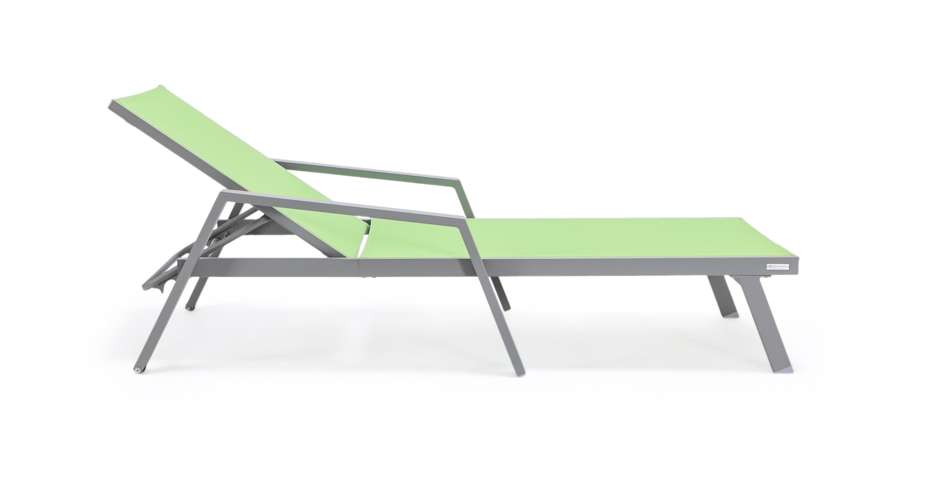 Marlin Patio Chaise Lounge Chair with Armrests in Grey Aluminum Frame, Set of 2