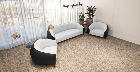 Opula 3-Piece Leather Sofa Set with Solid Wood Frame and Stainless Steel Legs