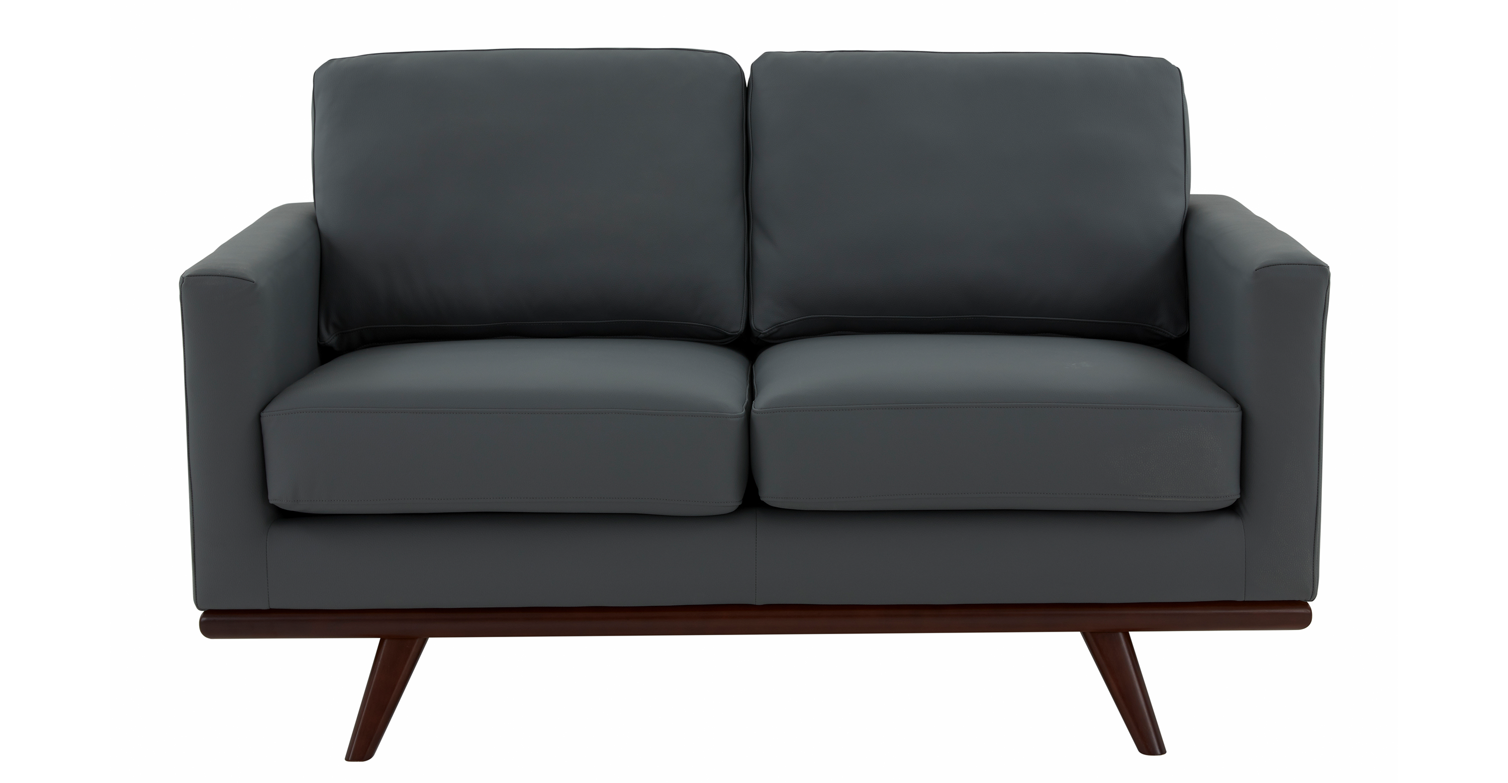 Birch Wood Base Leather Loveseat - Chester Collection