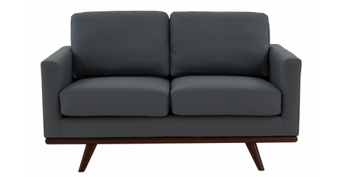 Birch Wood Base Leather Loveseat - Chester Collection